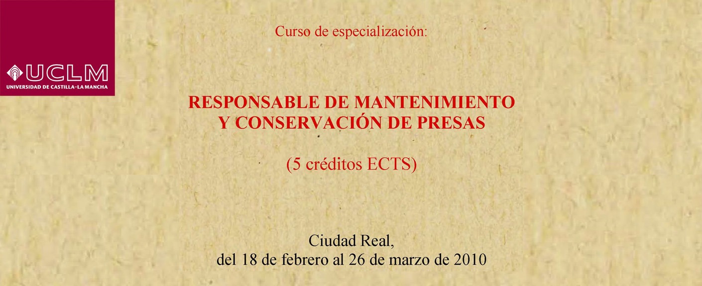 Curso de especialización: RESPONSABLE DE MANTENIMIENTO Y CONSERVACIÓN DE PRESAS